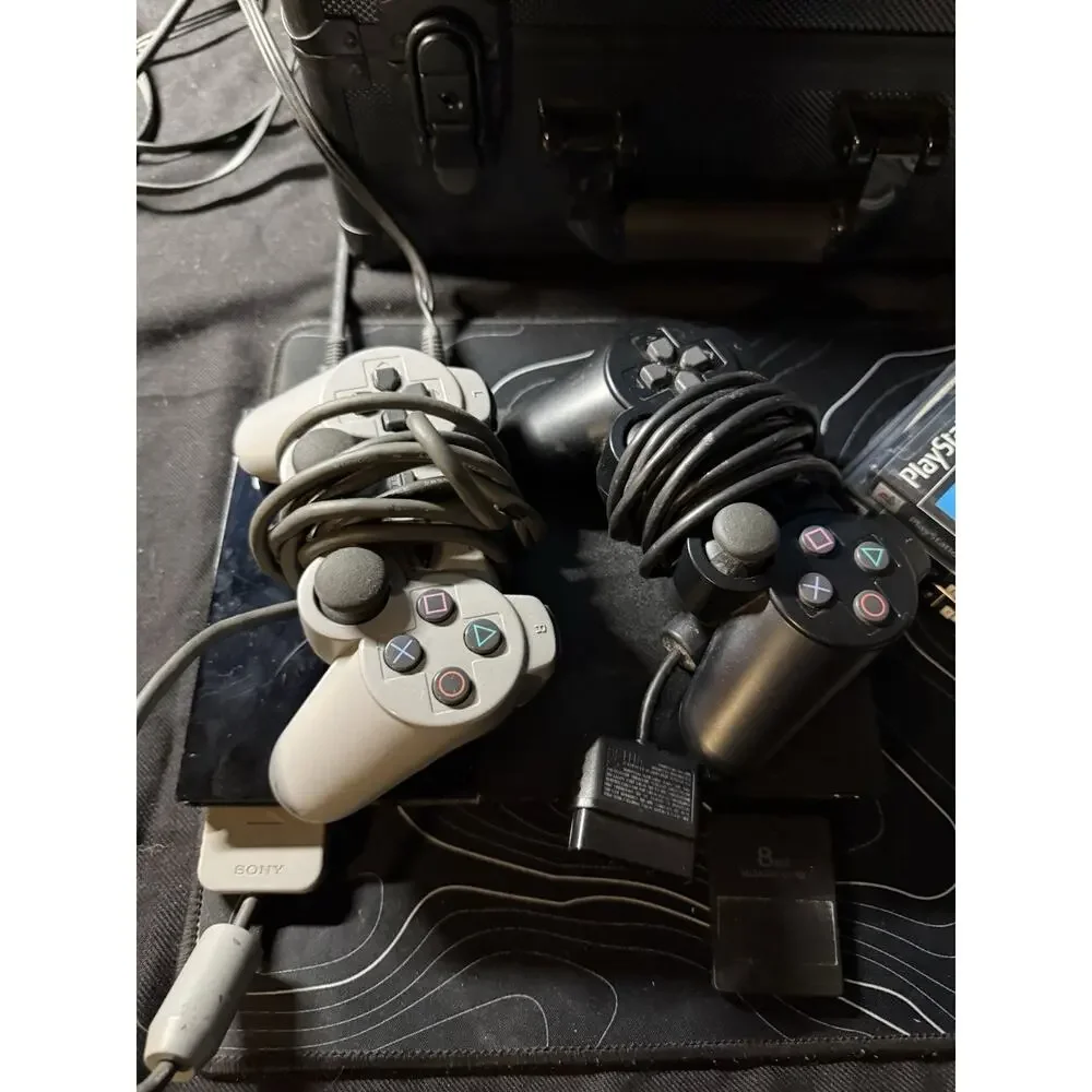 Sony PlayStation 2 PS2 Slim Console 2 Controllers 8 Gen Memory And GTA Bundle